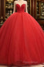 Sweetheart Sleeveless Red Wedding Desses Tulle Quinceanera 16 Dresses