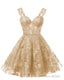 Teens Sparkly Tulle Champagne Homecoming Dresses Spaghetti Straps Short Cocktail Party Prom Dress