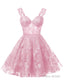 Teens Sparkly Tulle Light Pink Homecoming Dresses Spaghetti Straps Short Cocktail Party Prom Dress