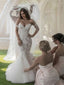 Trumpet/Mermaid Off-the-Shoulder Chapel Train Tulle Wedding Dresses