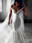 Trumpet/Mermaid Off-the-Shoulder Sweep Train Satin Wedding Dresses