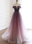 Tulle Gradient Long Formal Gown, A-line Floor Length Party Dress