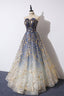 Unique A Line Strapless Ombre Long Formal Prom Dresses Stunning Party Dresses