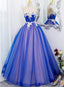 Unique Blue and Pink Formal Gown with Lace, Sweetheart Blue Floor Length Prom Dress