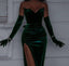Unique Mermaid Sweetheart Dark Green Long Formal Prom Dresses With Gloves