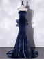 Unique Mermaid Velvet Long Formal Prom Dresses, Velvet Formal Prom Dresses