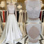 Unique Round Neck Sequin Formal Prom Dresses, Two Pieces Long Evening Dresses
