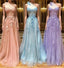 Unique sweetheart neck tulle lace long Formal Prom dress A line evening dress