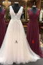 Unique Tulle Lace Long Formal Prom Dresses, Bridesmaid Dresses, Tulle Formal Dresses