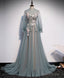 Unique Tulle Lace Long Prom Dress Tulle Lace Formal Dress