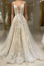 Unique V Neck Tulle Lace Long Formal Prom Dresses Lace Tulle Formal Dresses