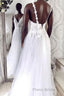 Unique v neck tulle lace long Formal Prom dress tulle lace evening dress