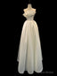Unique White Satin Strapless Wedding Dress