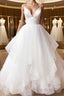V Neck White Tulle Wedding Dresses, V Neck White Formal Formal Prom Evening Dresses