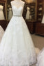 Vintage A-Line Cap Sleeves Crystal Beaded Sashes Wedding Lace Dresses
