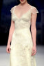 Vintage A Line Small Flying Sleeves Lace Satin Long Formal Evening Dresses Party Dresses