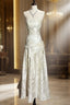 Vintage A Line Strapless White Lace Formal Prom Gown Fairy Formal Prom Dresses