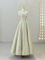 Vintage A line Straps Sequin Satin Long Evening Dress Prom Dresses
