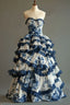 Vintage A-Line Sweetheart Chiffon Lace Long Formal Prom Dresses Elegant Layed Floral Wedding Dresses
