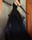 Vintage Ball Gown Strapless Sleeveless Long Tulle Black Formal Prom Dresses