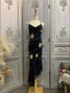Vintage Black Mermaid Spaghetti Strap Gold Rose Beaded Embroidery Chiffon Long Formal Prom Dresses