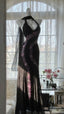 Vintage Black Pink Diamond Halter Neck Chiffon Mermaid Prom Gown Formal Prom Dresses