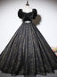 Vintage Black Velvet Short Sleeve Quinceanera Dress