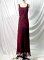 Vintage Burgundy 3D Beaded Flower Square Neck Chiffon Long Formal Prom Dresses