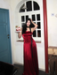 Vintage Burgundy A-Line Strapless Satin Long Formal Prom Dresses