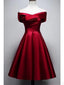 Vintage Burgundy Knee Length Satin Homecoming Dresses