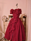 Vintage Court Red Bow Off-The-Shoulder Satin Ball Gown Prom Dresses