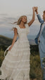 Vintage Lace Formal Prom Dresses, A Line Wedding Dresses, Long Square Neck Bridal Dresses