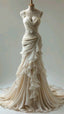 Vintage Mermaid Sweetheart Chiffon Lace Long Wedding Dresses