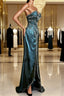 Vintage Mermaid Sweetheart Sleeveless Long Blue Slit Formal Prom Gown Fairy Formal Prom Dresses