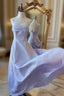 Vintage Purple Satin Spaghetti Straps Gown Fairy Dresses