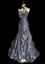 Vintage Grey Mermaid Spaghetti Strap Satin Train Formal Prom Dresses