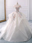 White Ball Gown Lace Off The Shoulder Flower Wedding Dress