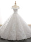 White Ball Gown Tulle Lace Appliques Off the Shoulder Prom Dress