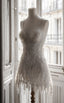 White Beaded Short Formal Prom Dresses,