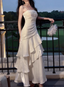 Vintage-Inspired Birthday Party Dresses Under $160 White Ruffled Layered Fairytale Graduation Formal Prom Dresses