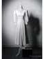 White Long Sleeve V-neck Button Wedding Dress