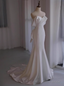 White Mermaid Bow Satin Strapless Wedding Dress