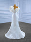 White Mermaid Satin Off the Shoulder Pleats Wedding Dress