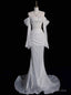 White Mermaid Sequins Long Sleeve Wedding Dress