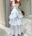White Multi-Layer Formal Evening Dresses Long White Formal Prom Gown