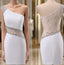 White One Shoulder Sexy Backless Mini Party Dresses Beaded Homecoming Dresses