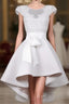 White Round Neck Lace Short Formal Prom Dresses, Lace Dresses