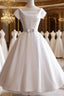 White Round Neck Tulle Retro Short Formal Prom Dresses, Bridesmaid Dresses