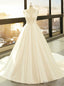 White Satin Ball Gown Deep V-neck Backless Wedding Dress