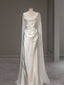 White Satin Pleats Straps Wedding Dress